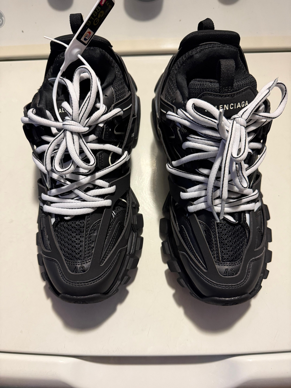 Balenciaga Tracks Led Black and White Chunky Trainer Sneakers